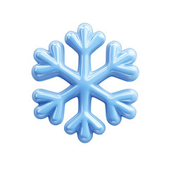 Fototapeta premium 3D icon Glossy light blue christmas snowflake celebrating winter holidays on transparent background