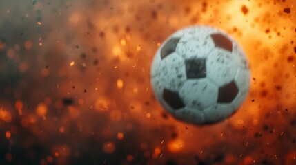 Naklejka premium A soccer ball amidst an explosion of color and energy.