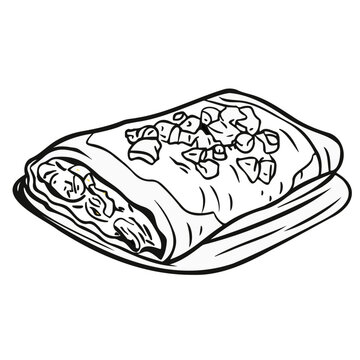 black and white burrito on plate clip art preview