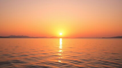 Fototapeta premium Vintage style background featuring a beautiful sunrise over a calm lake, with vibrant hues of orange, yellow, and pink reflecting on the water, sunrise, orange, calm