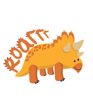 orange triceratops roaring cartoon clip art preview