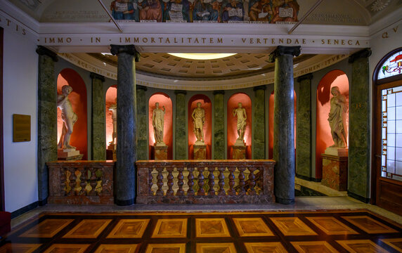 Milan, Italy - 17.10.2024: Interior of the Biblioteca and Pinacoteca Ambrosiana or Ambrosian Library and Art Gallery