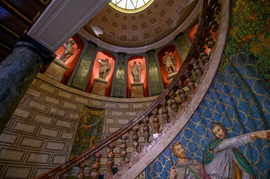 Milan, Italy - 17.10.2024: Interior of the Biblioteca and Pinacoteca Ambrosiana or Ambrosian Library and Art Gallery