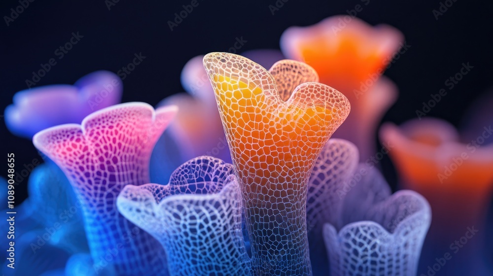 Poster Abstract Colorful Netted Floral Structures