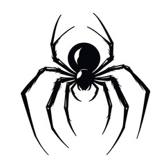 Obraz premium Sleek and simple spider design in black silhouette format, ideal for logos, isolated on a transparent background. 