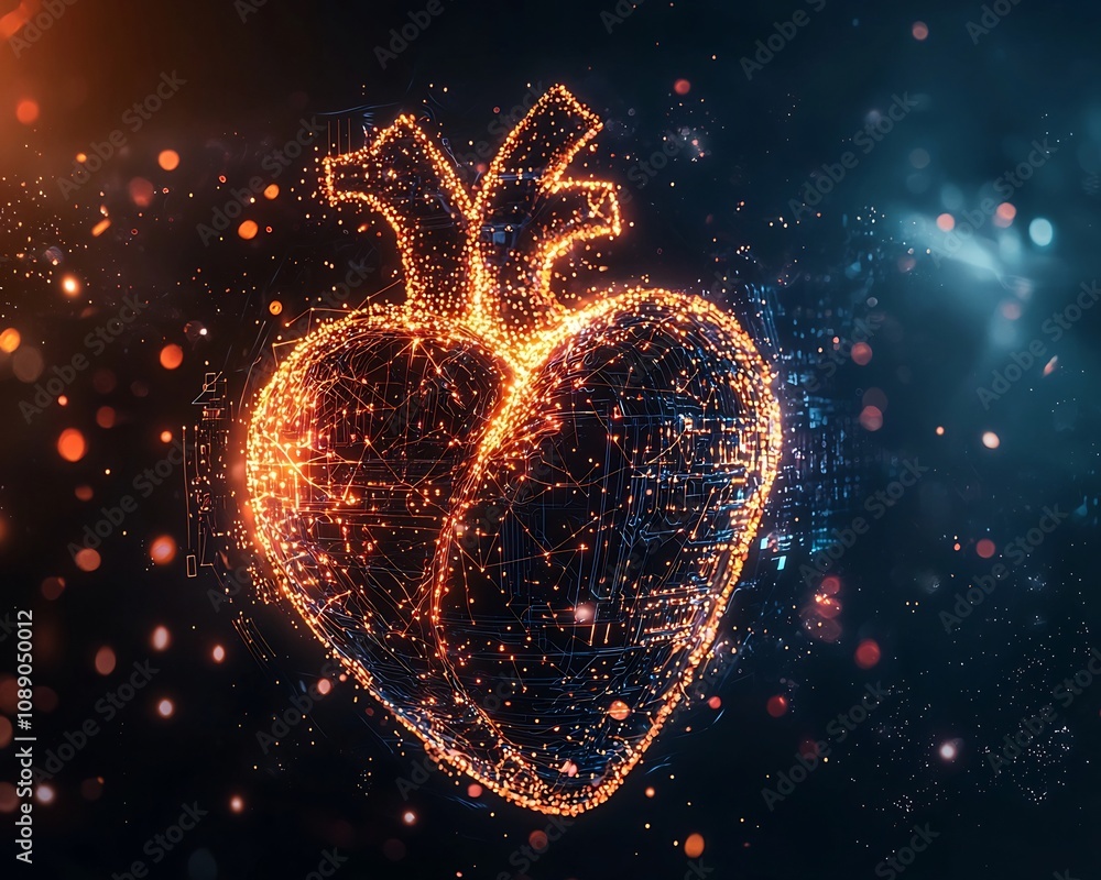 Aufkleber pulsating digital heart representing fusion of emotion and technology in modern world
