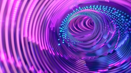 Obraz premium Graphic design art of abstract illusion of spiral with geometric shapes of pink and violet neon lines