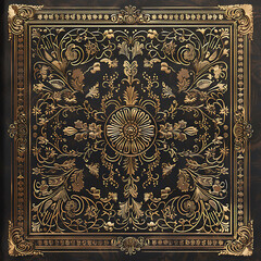 Ornate Gold Floral Pattern on Dark Background
