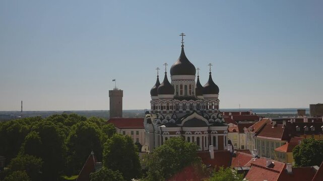 The upper part of old Tallinn with the Alexander Nevsky Church and the Pikk Hermann.