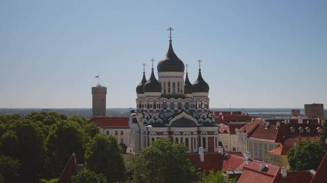 The upper part of old Tallinn with the Alexander Nevsky Church and the Pikk Hermann.