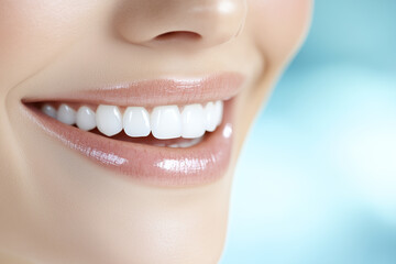 Obraz premium Close-up of a Woman's Beautiful Smile with White Teeth