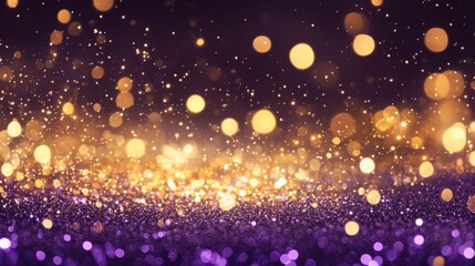 Obraz premium Luminous Purple and Gold Design with Glitter Particles for Prestigious Awards Ceremony Backdrop