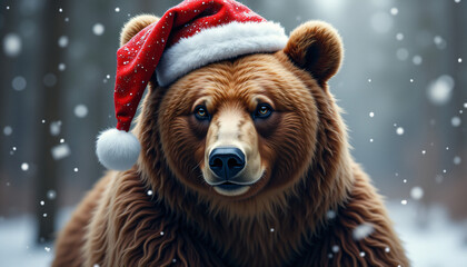 Bear wear chistmas hat