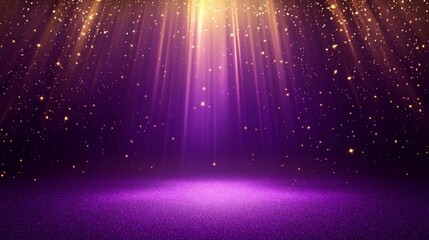 Glittering Purple and Gold Award Celebration Background with Radiant Light