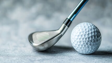 Elegant golf club and ball on a pristine white surface, showcasing precision and style in the sport