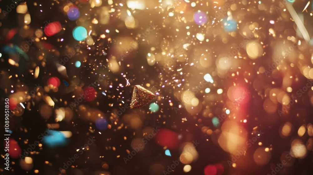 Poster abstract festive background with vibrant bokeh lights and sparkling glitter to celebrate special occ