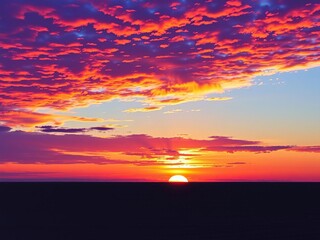Fototapeta premium Vibrant oranges and purples dance across a canvas of deep blues as the sun dips below the horizon, abstract sky, gradient effect, warm hues