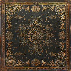 Elegant Vintage Floral Pattern on Dark Background