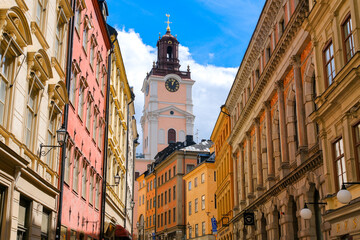 スウェーデン ストックホルムの旧市街、ガムラスタンの街並み