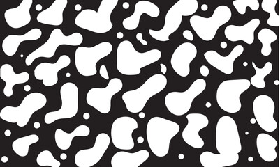 Abstract liquid organic shape print seamless pattern illustration in retro style. Modern black and white wallpaper print backdrop. Vector illustration. EPS 10