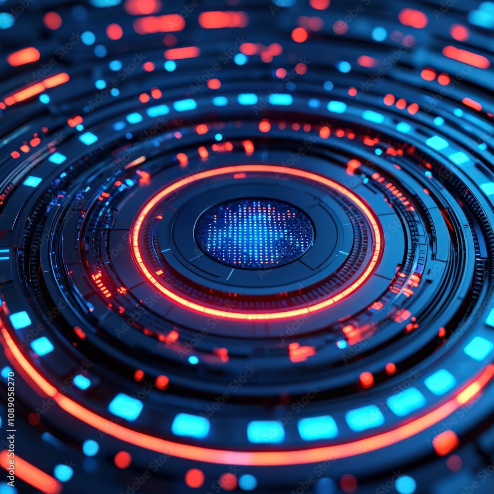 Poster cybersecurity monitoring advanced firewall systems in technology hub