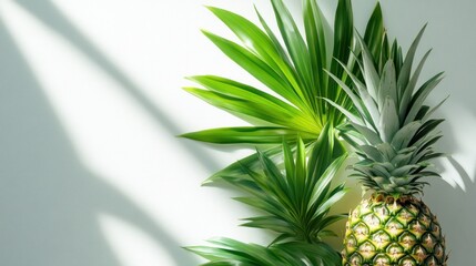 Fototapeta premium Tropical Fruit and Leaves on White Background