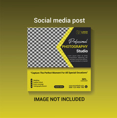 Digital photography services social media post template and web banner