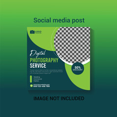 Digital photography services social media post template and web banner