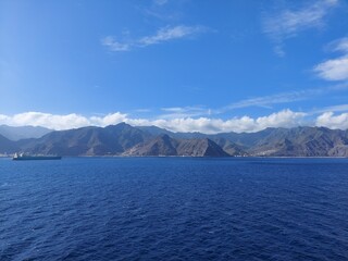 Scenic Coastal View with Mountains and Clear Blue Sea SPAIN Santa Cruz de Tenerife