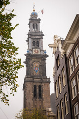 Bell tower Dutch protestant church Westerkerk in Amsterdam 2