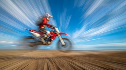 Obraz premium Daring Adventures: Thrill-Seeking Biker in High-Risk Motocross Competition