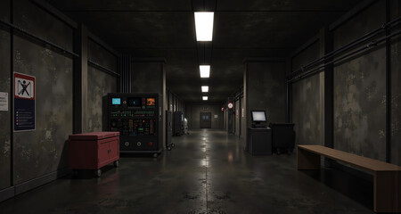 放棄された施設の廊下