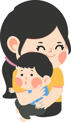 Cute woman holding a baby