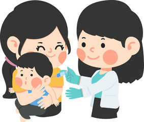 Doctor giving injection to baby