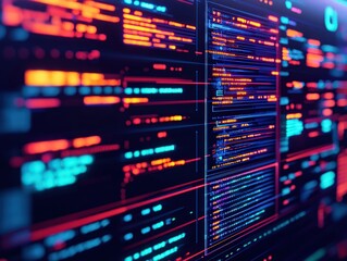 Naklejka premium Cybersecurity Monitoring Firewall Insights in Digital Environments