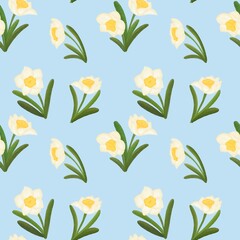 seamless pattern with Narcissus is the birth flower of December.