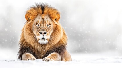 Obraz premium Majestic Lion in the Snow