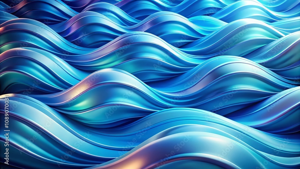 Aufkleber 4k motion loop background featuring wavy blue and light blue shapes in dynamic upward and downward m