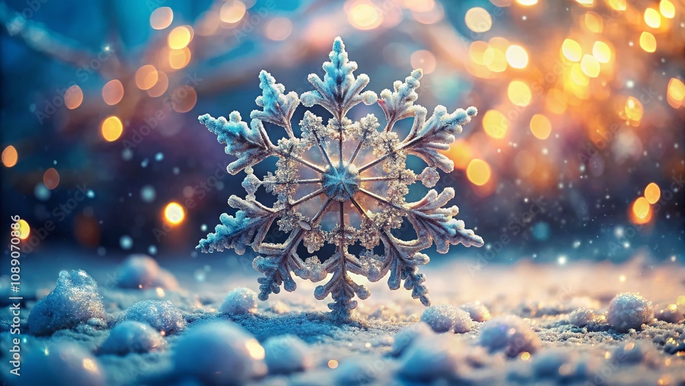 Poster a captivating delicate snowflake design, embodying winter's beauty and the unique patterns found in 