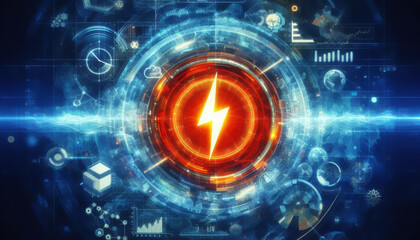 Obraz premium Energy Technology Background, Electricity Technology Surrounding Which Is Charging Energy As Backup Power Illustration