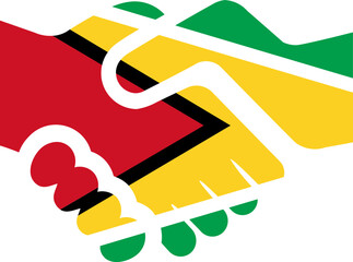 Guyana Flag on Handshake icon