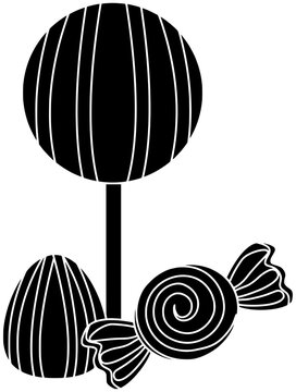 black candy lollipop and wrapped sweets clip art preview