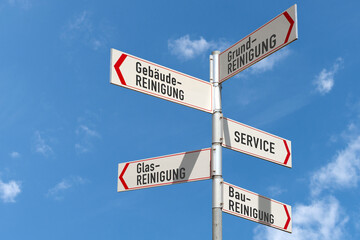 Geb&auml;udereinigung, Service, Schild, Wegweiser,