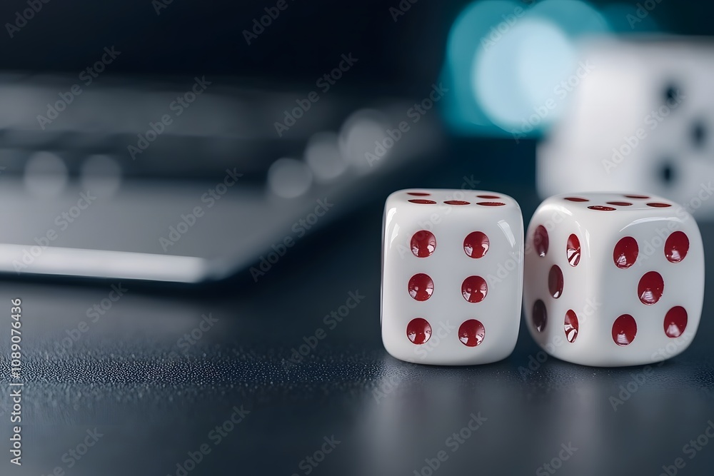Fototapete Two Rolling Dice – A Dynamic and Exciting Moment Capturing the Thrill of Chance and Gameplay
