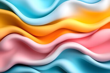 Colorful Swirling Flat Lay of Retro Textured Shapes in Smooth Waves of Soft Pastel Tones for Creative Background Design and Artistic Projects