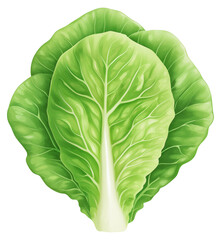 Fototapeta premium Fresh romaine lettuce with vibrant green leaves isolated on transparent background.
