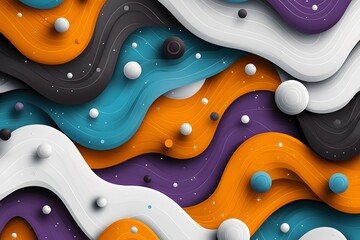 Obraz premium Retro Swirling Colorful Pattern Inspired by Bold Contrasts and Dynamic Shapes with a Playful Mix of Textures and Geometric Elements for Modern Design