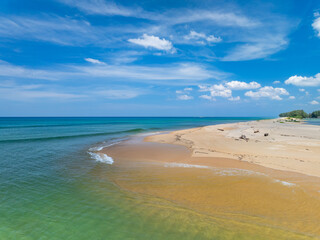 Beautiful sea beach summer landscape in high travel season in Thailand, Nature beach sea sunny sky background,High angle view seascape nature view