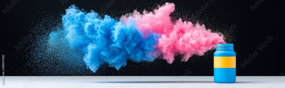 Poster the burst effect of color powder clouds isolated on transparent background. splash of paint dust wit