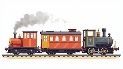 Colorful Cartoon Trains in Four Varied Styles on White Background